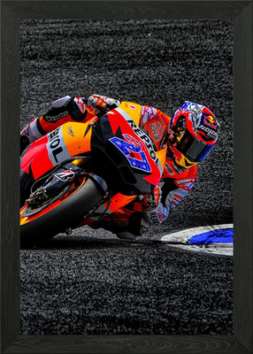 Motorrad Rennen Action Aufnahme gerahmtes Wandbild Poster Leinwanddruck Bild