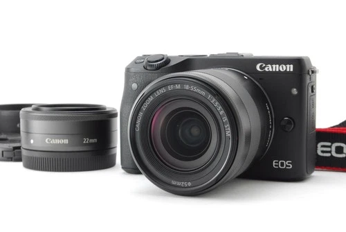 [MINT]  Canon EOS M3 24.2MP Mirrorless Camera Lens Black +2 Lens Set From JAPAN