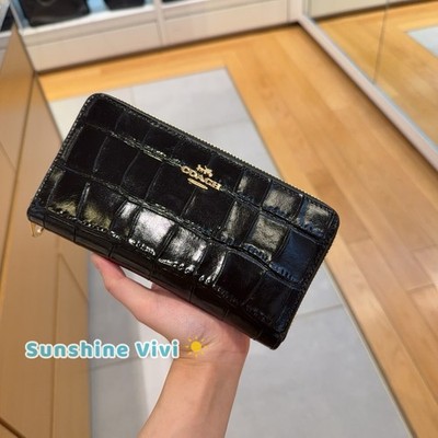 NWT Coach Long Zip Around Wallet CT083 Crocodile Embossed Leather