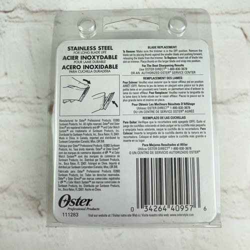 Nueva hoja de repuesto estrecha de acero inoxidable Oster sellada 1/125" 0,2 mm 76913-796 - Imagen 5 de 5