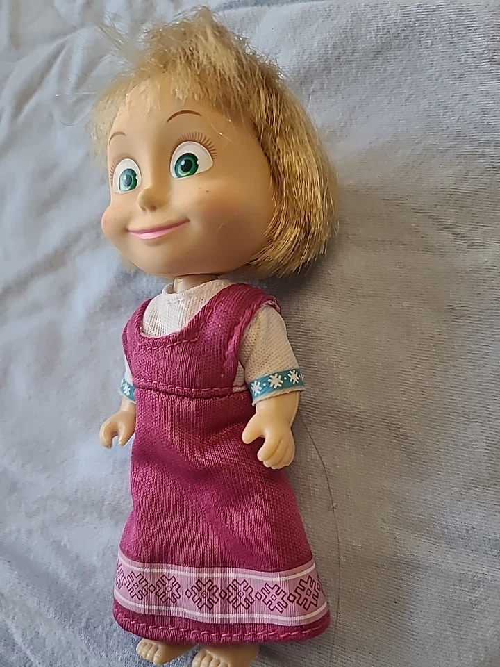 Masha y el Oso Muñeca 5"" Juguetes Simba Raro 2016 Vestido Fucsia Posable Foto 2 de 4