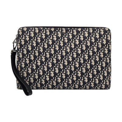 Dior Christian 2ESCA421YKY Black Oblique Jacquard A4 Zip Pouch 137670840