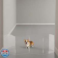 All Cheerful Clear Freestanding Dog Gate - 4 Panel Foldable Pet Gate for Door
