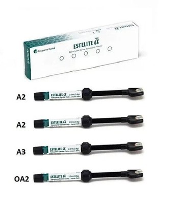 4 x Dental ESTELITE ALPHA Resin Based Restorative Material 3.8gm - A2 A3 OA2