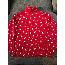 White Stag Womens Red Snowman Print Turtleneck Size L 12 14