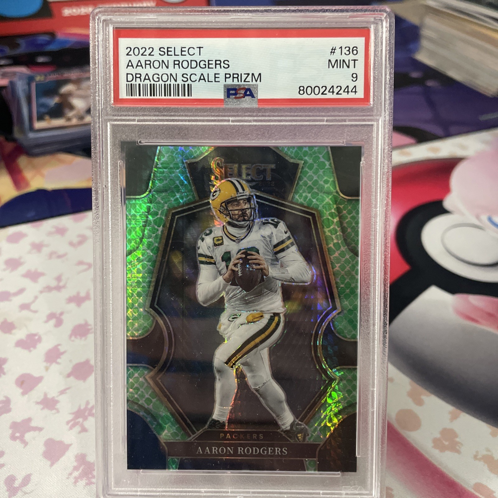 2022 panini select premier level dragon scale aaron rodgers /89 Packers Psa9