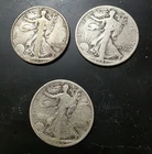 3 SILVER WALKING LIBERTY HALVES COLLECTORS LOT 90% SILVER BELOW SPOT
