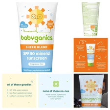 2▪︎Babyganics SPF 50 Mineral Sunscreen Lotion Sheer Blend UVA UVB Protection 8oz
