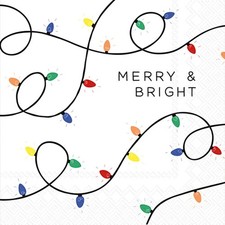 20-Count, Merry & Bright Lights, 5" x 5", Cocktail Napkins Disposable 3-Ply