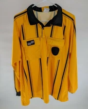 Official Sports Large Long Sleeve USSF Soccer Referee Jersey Yellow Winter