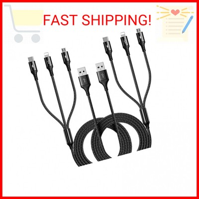Multi Charging Cable [2Pack 6ft] 3 in 1 Multiple Fast Charger Cable Nylon Braide