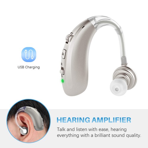 Digital Hearing Aid Sound Voice Amplifier Behind Ear Rechargeable Silver NEW - Picture 13 of 14