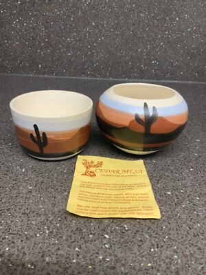 Navajo Kunstkeramik 2 x kleine Vintage Ceda Messa Schattenmuster Schalen nur UK 