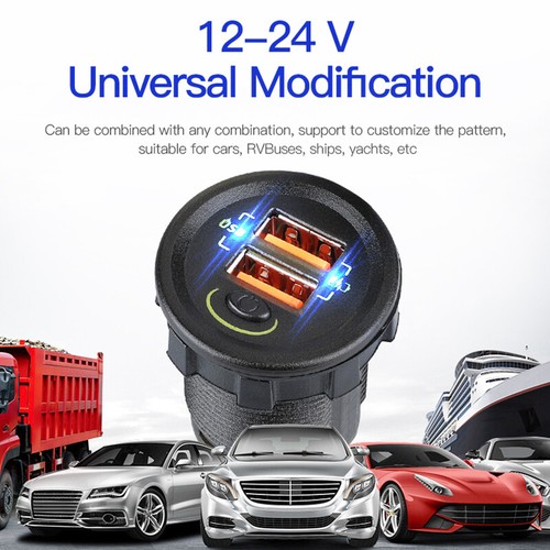 Car QC3.0 Fast Charger Dual USB Socket Power Plug Mobile Phone BOAT Fittings - Zdjęcie 11 z 14