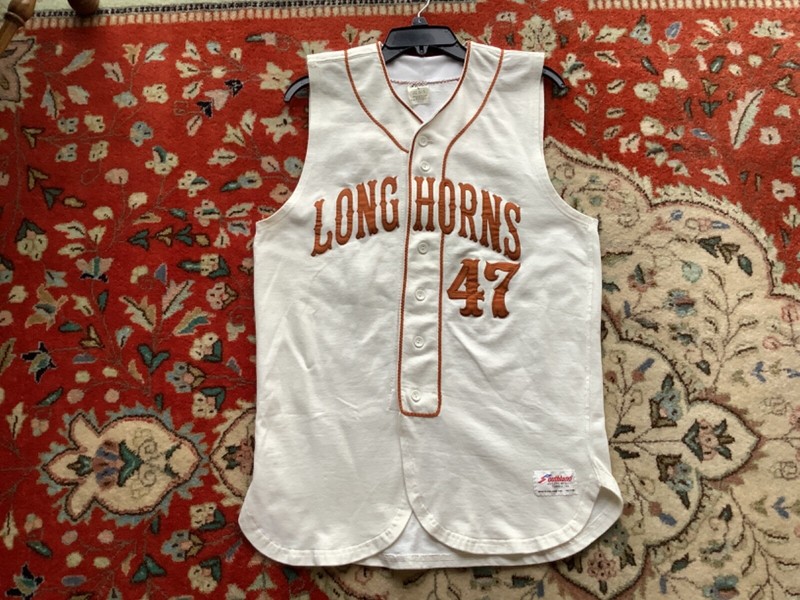 Vintage Texas Longhorns game used,game worn baseball/softball durene jersey, #47