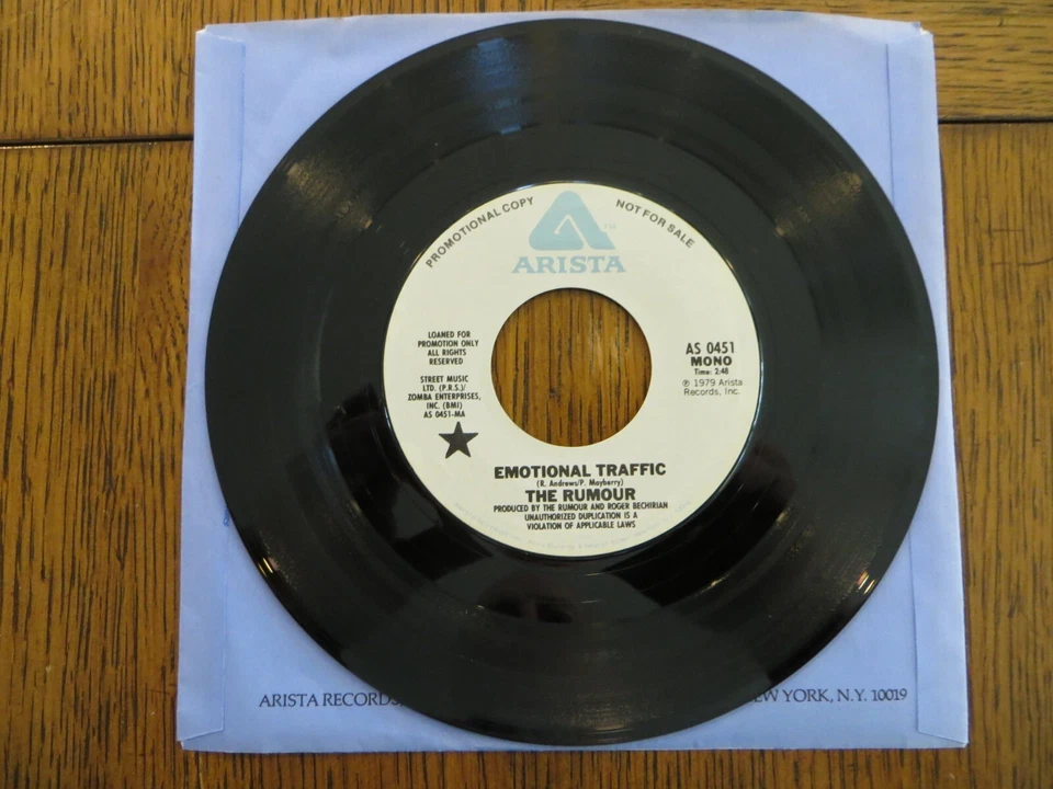 The Rumour – Emotional Traffic - 1979 - Arista AS 0451 7" 45 VG+ PROMO COPY!!! - Image 3 of 4