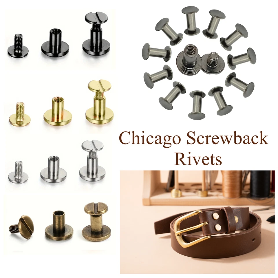 ARTANDCRAFTSUK Massive Messing Chicago Schraubnieten Verschlüsse für Ledergürtel Buchbinderei Notizblock