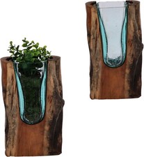 Glas Vase auf Wurzelholz – Naturdeko, Handarbeit, einzigartiges Unikat