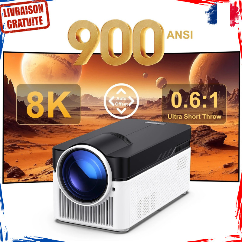 Vidéoprojecteur Full HD 4K Android 11 Noir pour Cinéma Maison