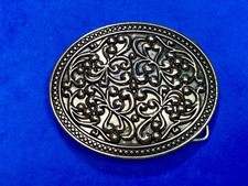 Western Flower Swirl Pattern Ornate Metal Belt Buckle