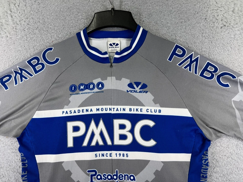 Camiseta deportiva de ciclismo Voler adulto grande gris azul PMBC Pasadena MTB Club 1/2 cremallera LEER Foto 4 de 4