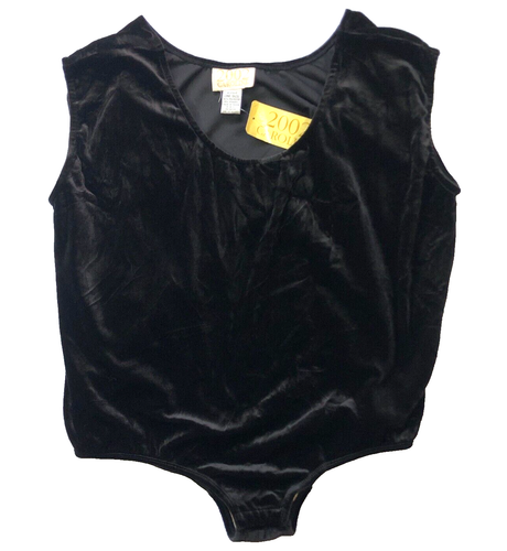 VTG 2002 Caroline Womens One Piece Bodysuit One Size Black Velour Sleeveless NWT
