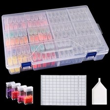 120 Grids Diamond Painting Box Storage Containers with Funnel and 200 Labels