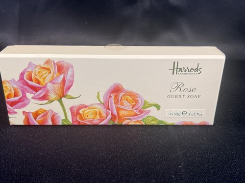 VTG Rare New Open Box Harrod's Rose Bath Soap Finely Milled 3 Soaps In Box