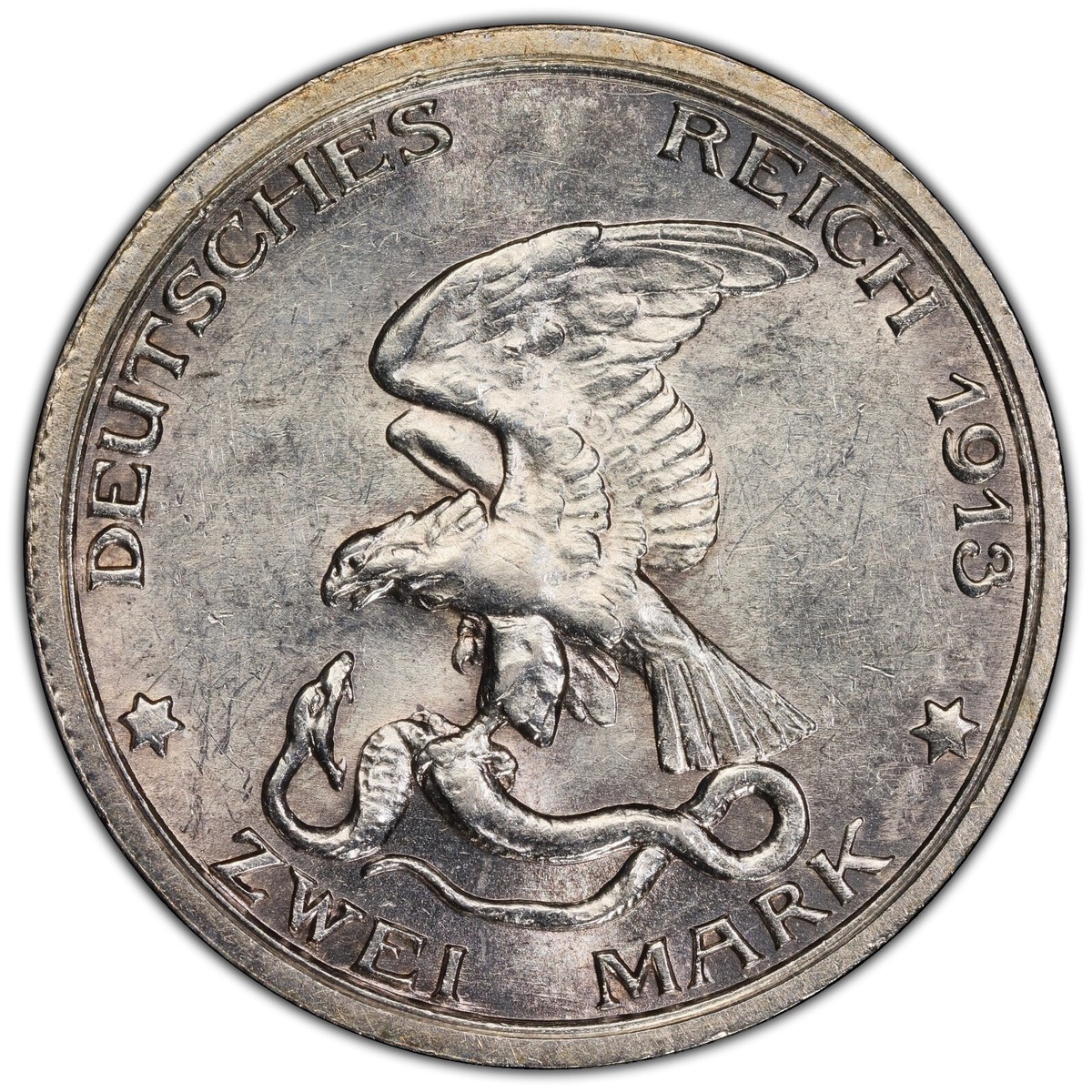 1913 2 MARK German States Prussia 100 YEARS J-109 PCGS MS62 Silver