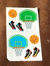 2 x 3" MRS GROSSMAN STICKERS: VINTAGE BASKETBALL PLAYER Retired NLA *