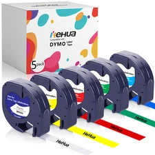 91331 Compatible Dymo Letra Tag Refill Plastic 12mm Label Tape LT-100H 1/2"