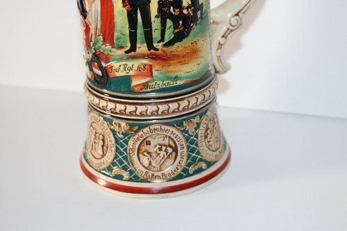 WWI German soldier beer stein Gefreiter Hirsch 1907-1909 2te camp inf reg 168 - Picture 8 of 12