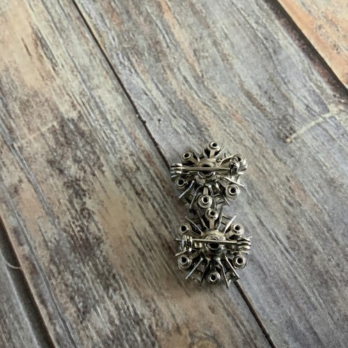 Vintage silver tone rhinestone snowflake scatter pin collar pins - Bild 3 von 4