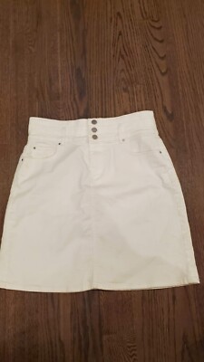 Ann Taylor three-button white denim skirt size 4