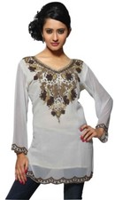 Fine Georgette Kurti with Antique/Gold worked Neckline  Daaman