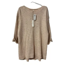 NWT Chico's Subtle Shine Naomi Pullover Sweater XL 3/4 Sleeve Fas Veranda Blush