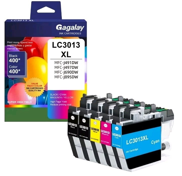LC3013 Ink Cartridges BK/C/M/Y 5-Pack Super High Yield Compatible for Brother...-image