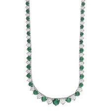 Wedding Wear 1 1/2 Carat Emerald  Round Diamond Graduated Necklace, Gift Box