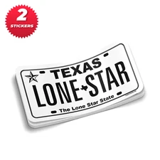 Lone Star Plate (White) • Set of 2 Stickers • Full Color • Double UV Laminated