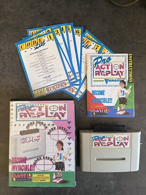 Pro Action Replay Super Nintendo SNES Boxed Cheat Codes Komplett Anleitung