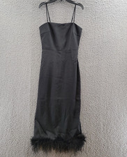 Lucy Paris Mareena Feather Column Midi Dress Women's S Black Removable Straps