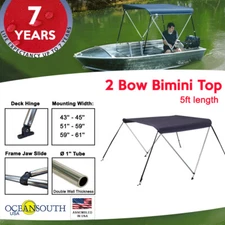 2 Bow BIMINI TOP Boat Cover, 5ft Long With Integrated protective Cover 