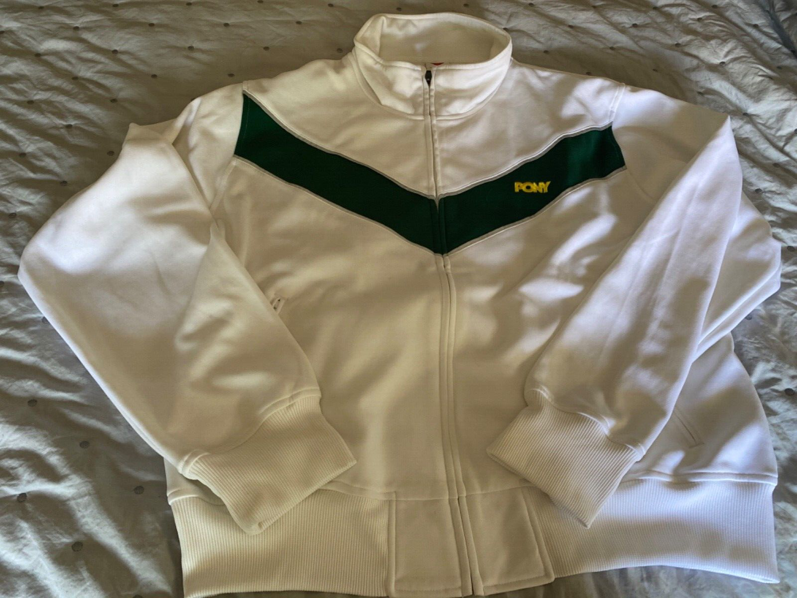 Vintage Pony Track Jacket Unisex Size XXL 2XL White Green Yellow