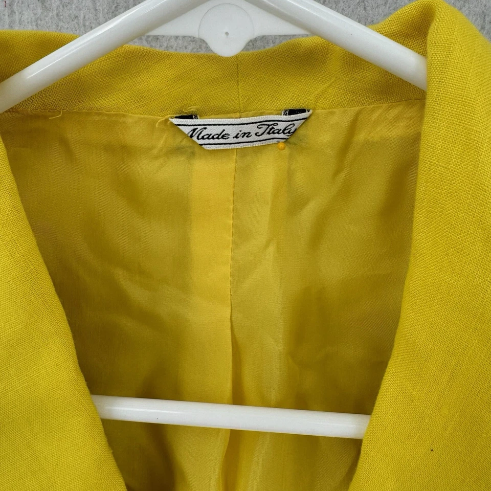Chaqueta vintage Gianni Versace para mujer 38 amarilla recortada blazer lino amarillo Foto 4 de 4