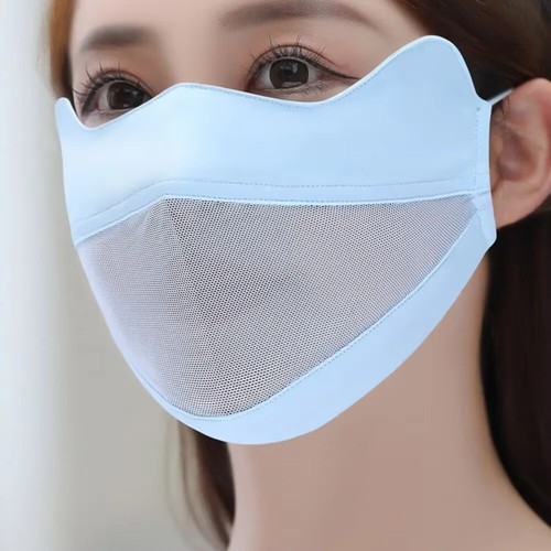Bufanda facial de color liso protector solar elástico velo moda cubierta facial pesca - Imagen 3 de 15