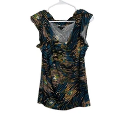 East5th Blouse Women's Small Sleeveless Round Neck Printed Shirt Top