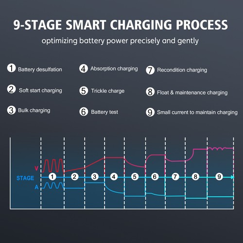 30A Smart Battery Charger 6V12V-24V for Lead Acid LiFePo4 AGM GEL Battery Repair - Picture 10 of 11