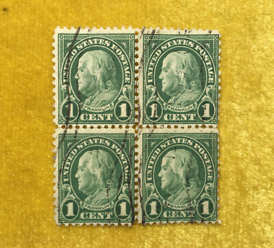 NANEE-B) USED SCOTT 552, BEN FRANKLIN, BLOCK 4,1C, DP. GRN, PERF 11C10 1/2 ,T10