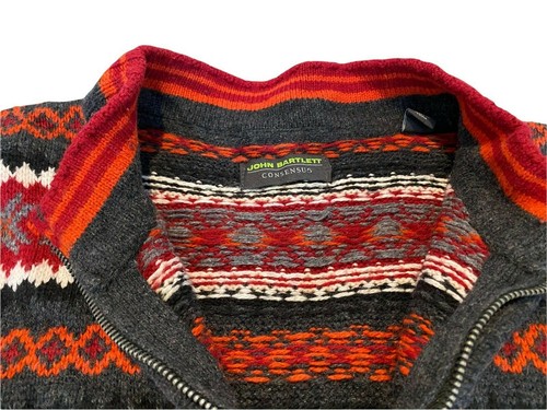 XXL John Bartlett 1/4 Zip Thick Wool cotton blend Sweater Pullover Red Black - Picture 6 of 12