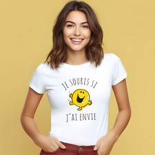 T-shirt femme manches courtes Je souris si j'ai envie couleur blanc